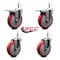 Service Caster 5'' Red Poly Wheel Swivel 7/16'' Stem Caster Set 2 Total Lock Brake, 4PK SCC-GRTTL20S514-PPUB-RED-716138-2-S2 - alternate 3